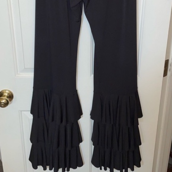 NWOT Julian Chang 3 tier Black Ruffled pants - Picture 4 of 13